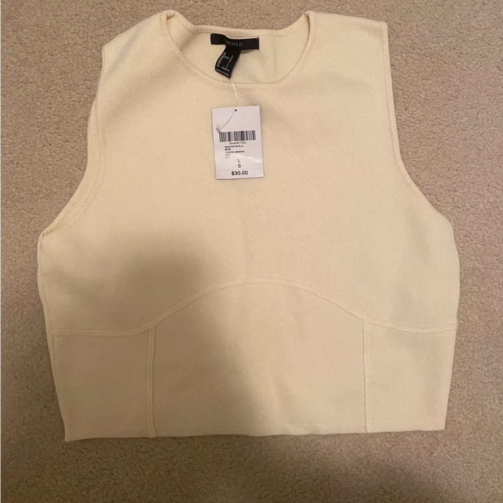 Cream Sleeveless Top